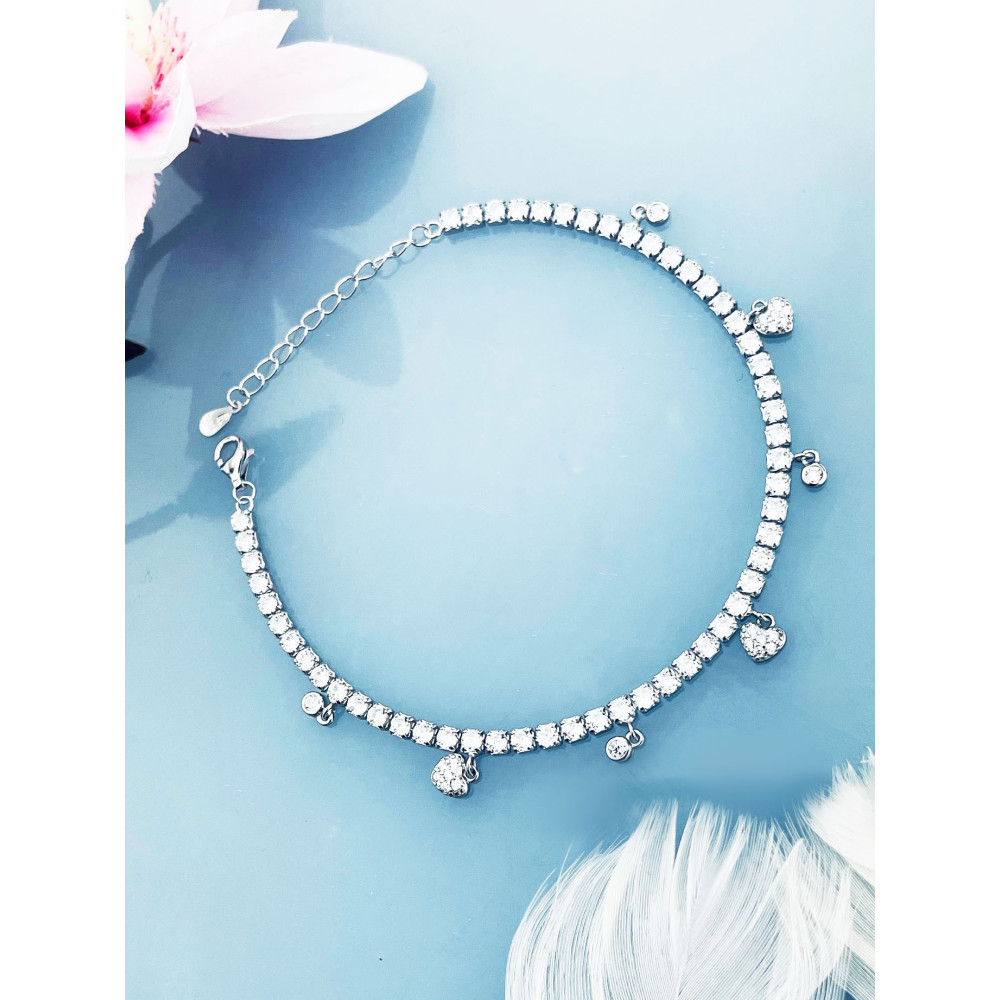 Herz Armband 925 Silber mit Zirkonia Damen