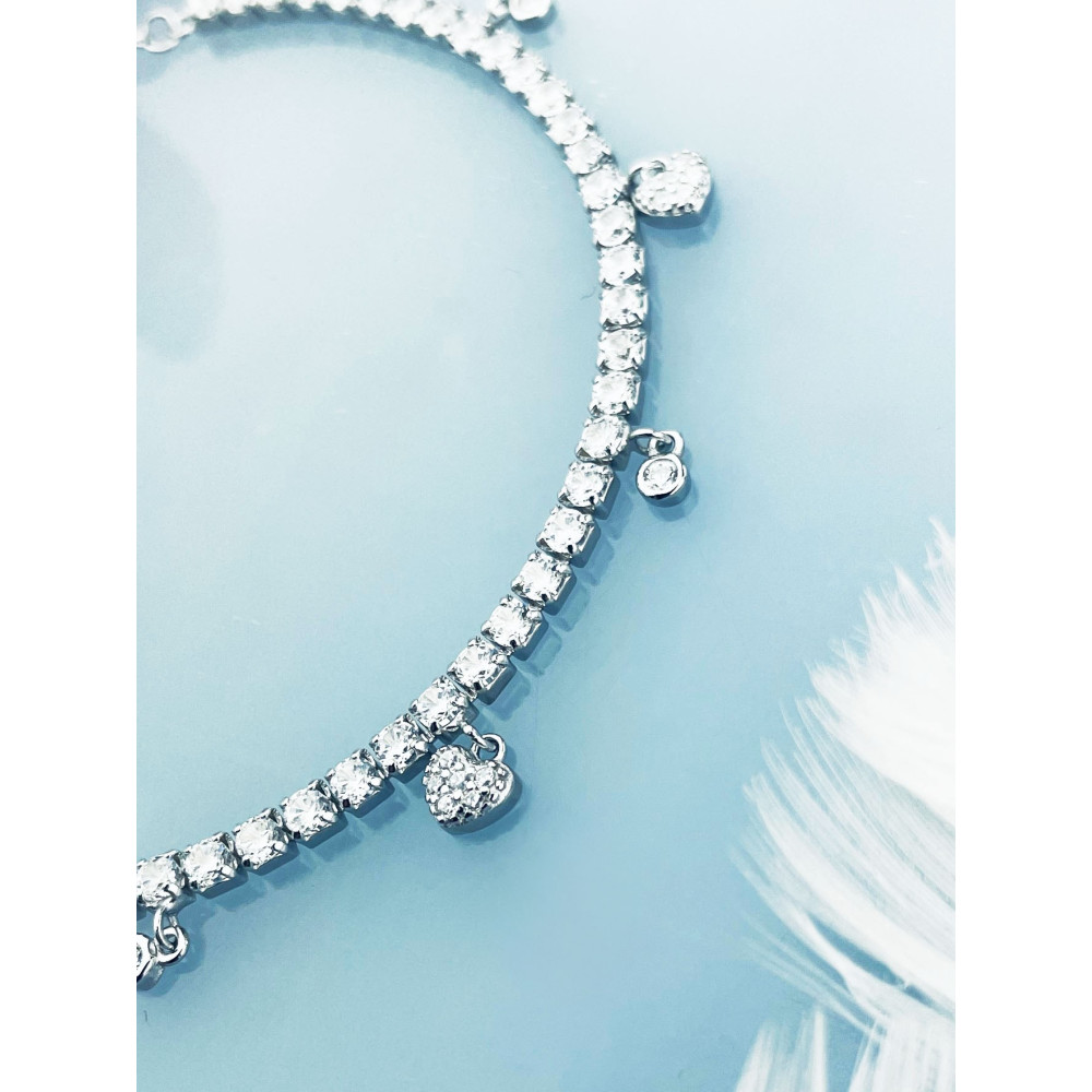 Herz Armband 925 Silber mit Zirkonia Damen