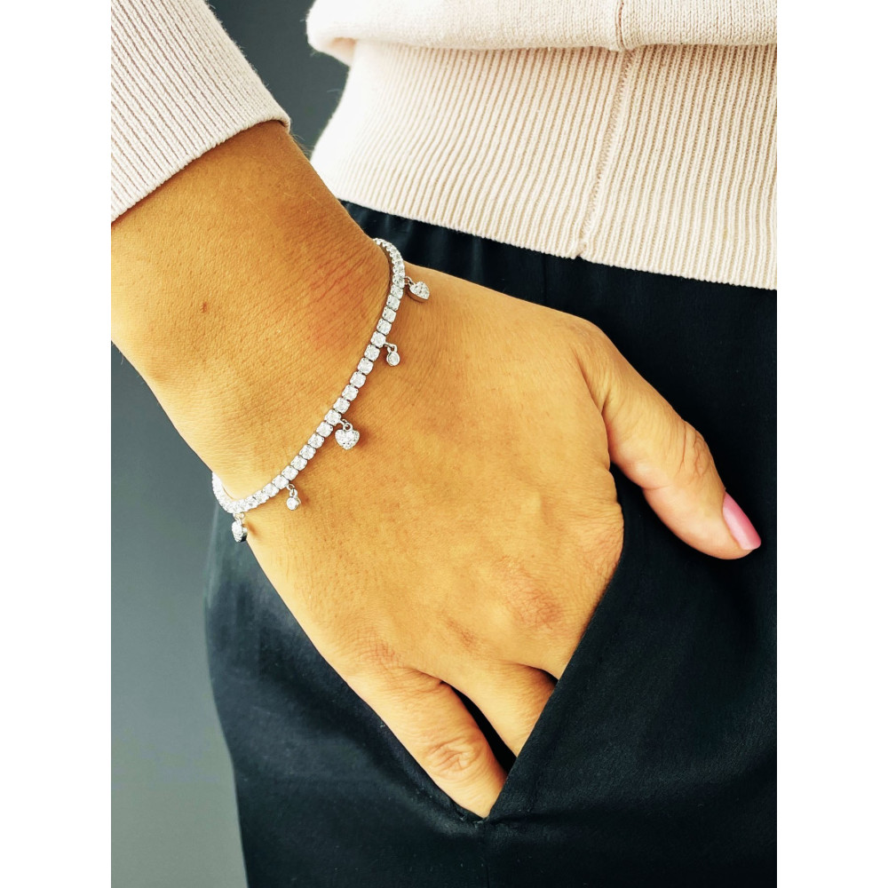 Herz Armband 925 Silber mit Zirkonia Damen