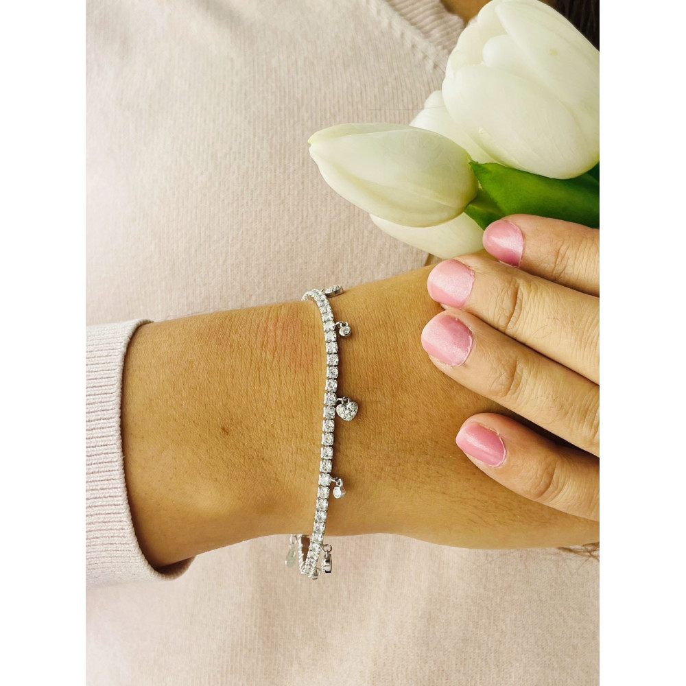 Herz Armband 925 Silber mit Zirkonia Damen