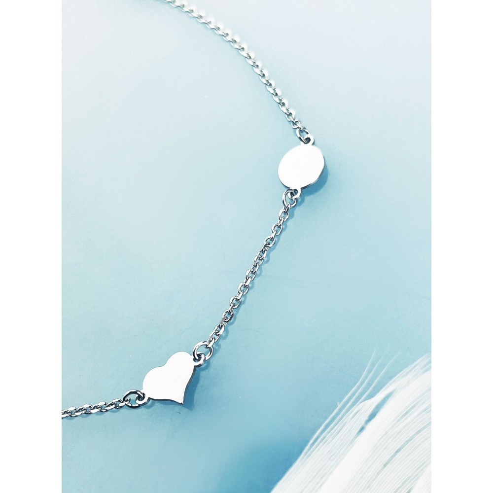 Kleeblatt Herz 925 Silber Ankerkette Armband