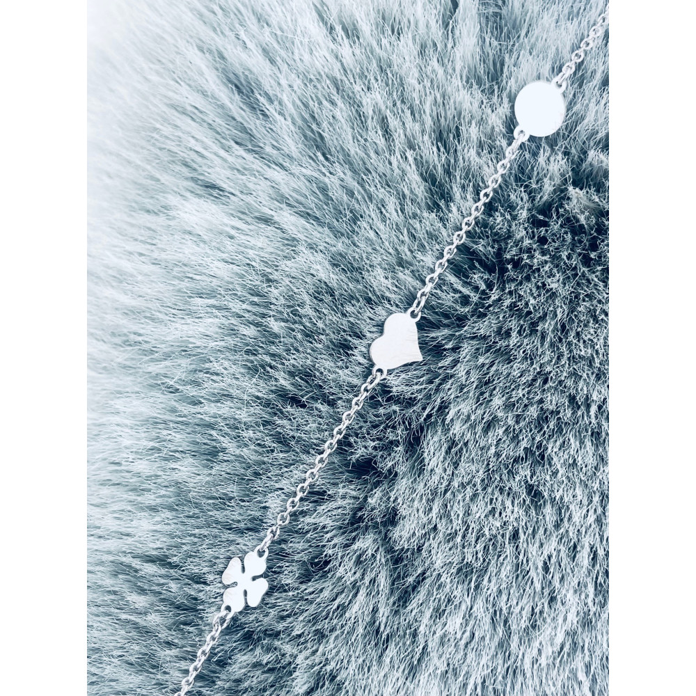 Kleeblatt Herz 925 Silber Ankerkette Armband