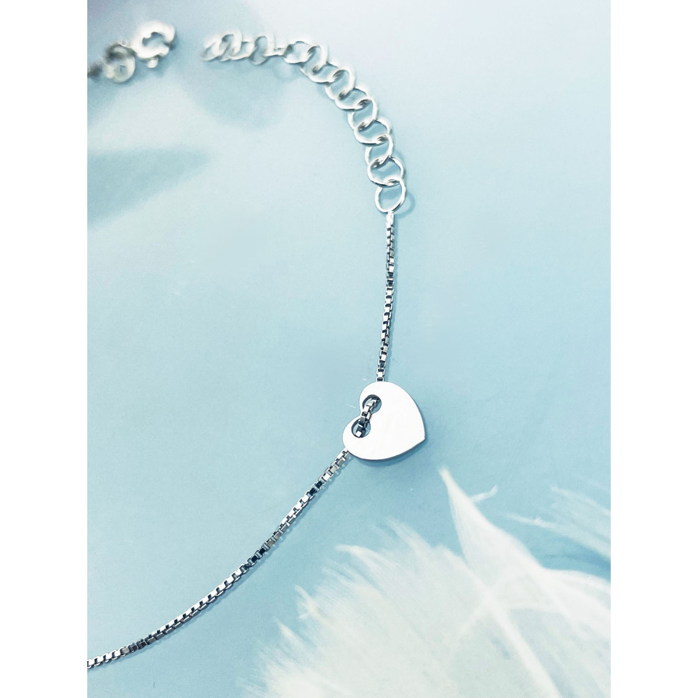 Kleeblatt Herz 925 Silber Ankerkette Armband