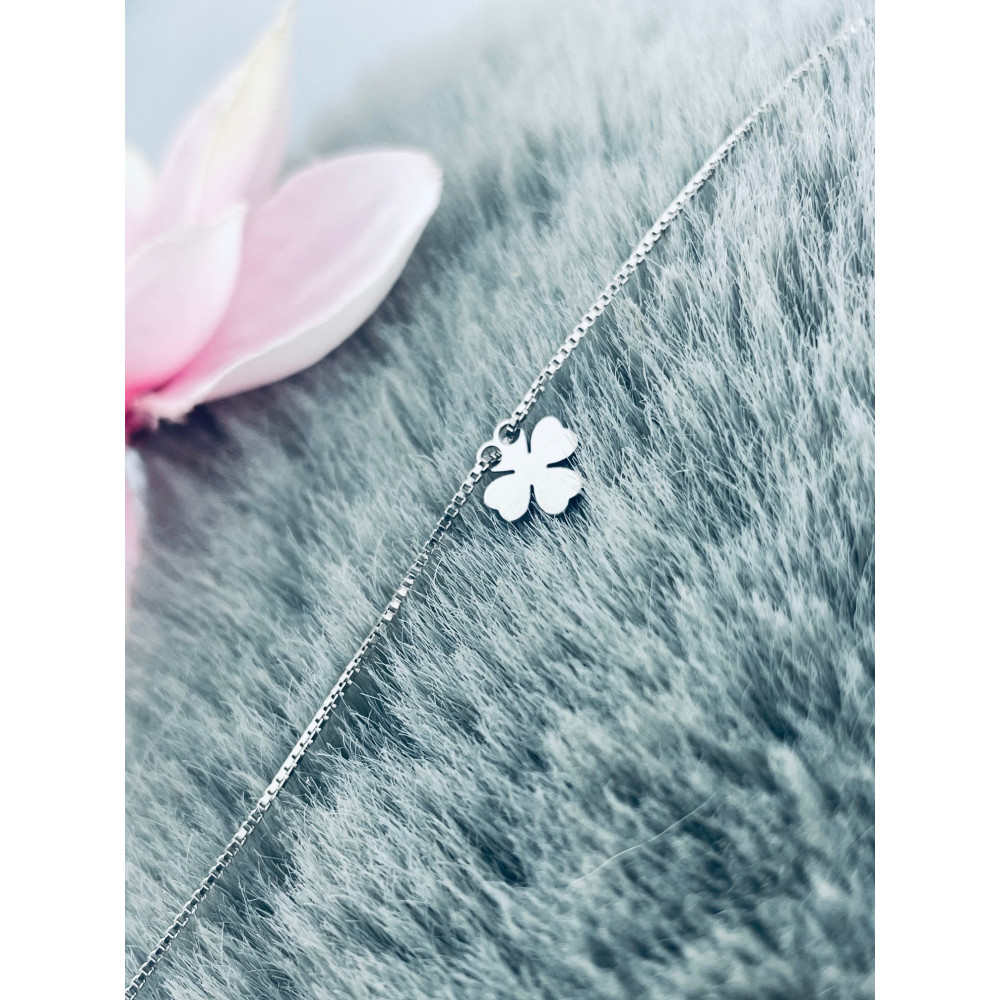 Kleeblatt Herz 925 Silber Ankerkette Armband