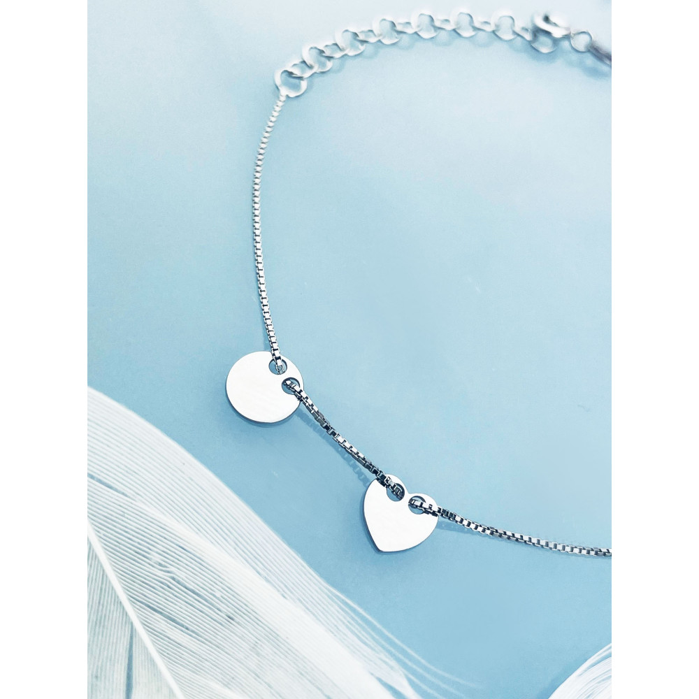 Kleeblatt Herz 925 Silber Ankerkette Armband