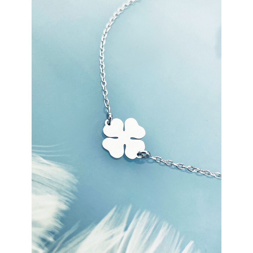 Srebrna bransoletka ankier czterolistna koniczynka