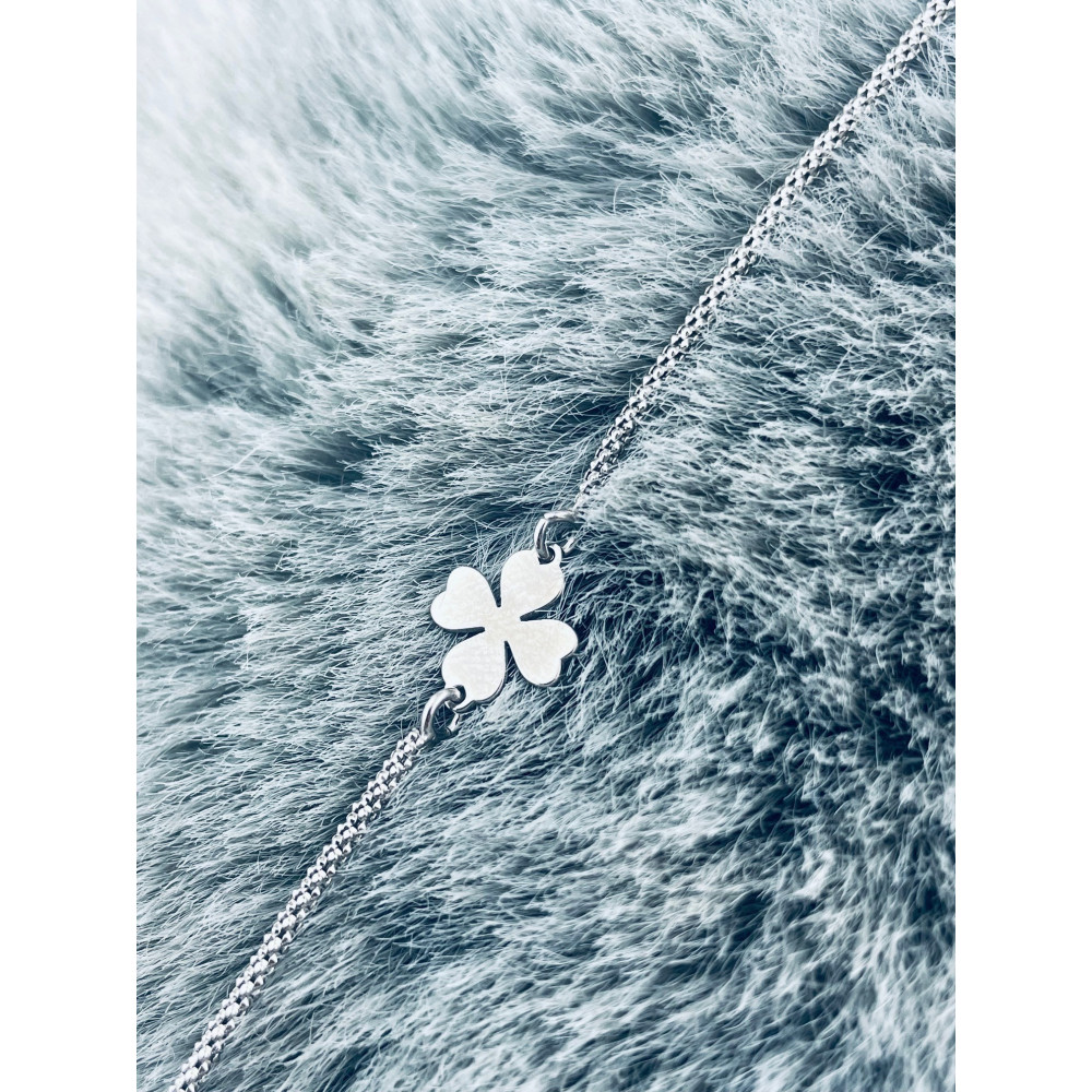 Srebrna bransoletka wężyk czterolistna koniczynka