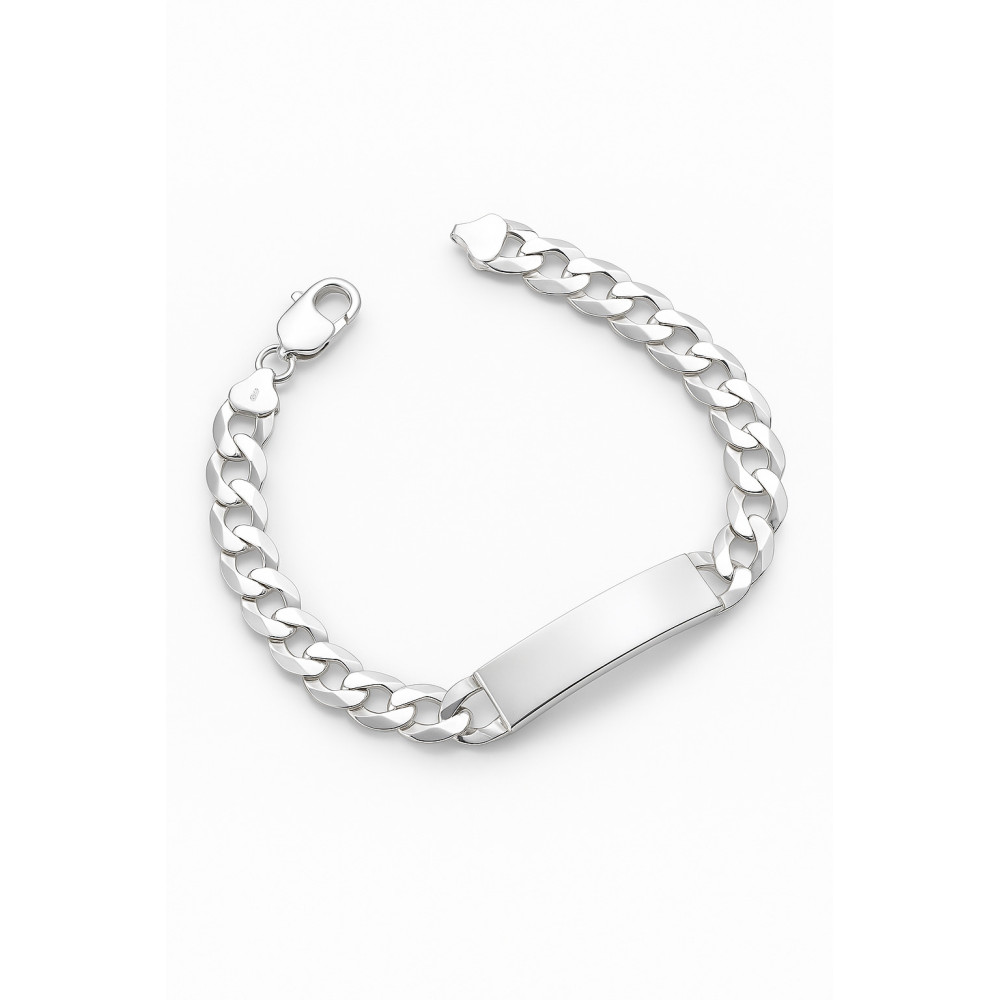 Srebrna bransoletka szeroka pancerka z blaszką do grawerowania