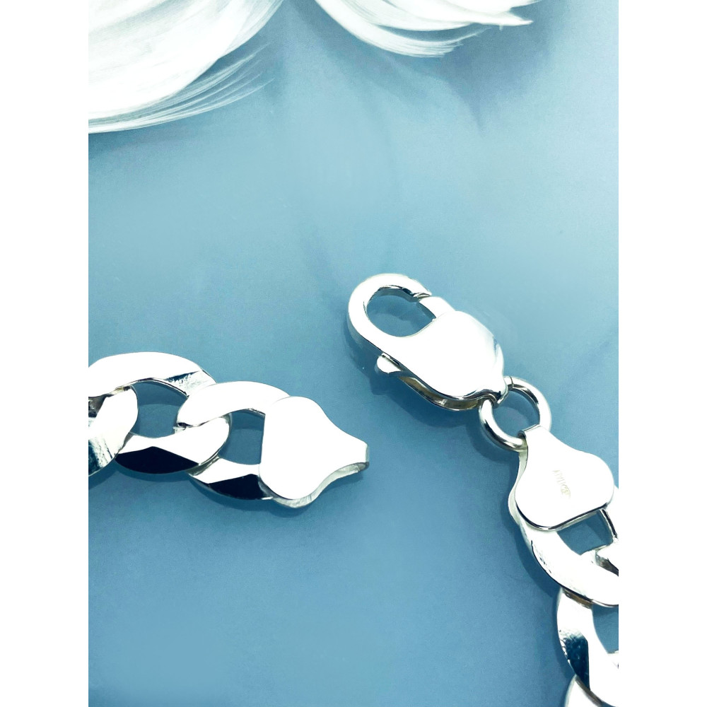 Srebrna bransoletka szeroka pancerka z blaszką do grawerowania