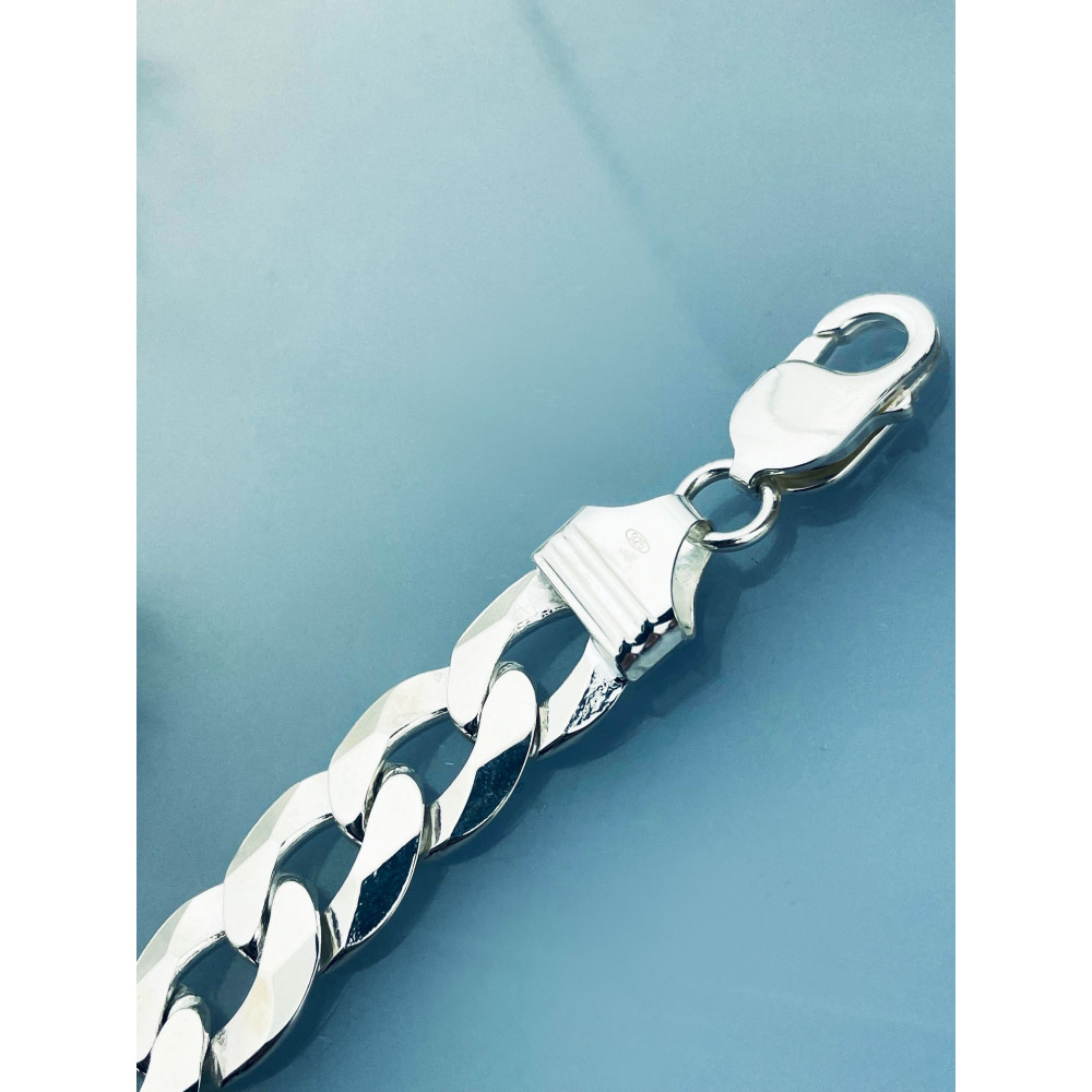 Silber 925 Panzerkette Armband mit Gravurplatte