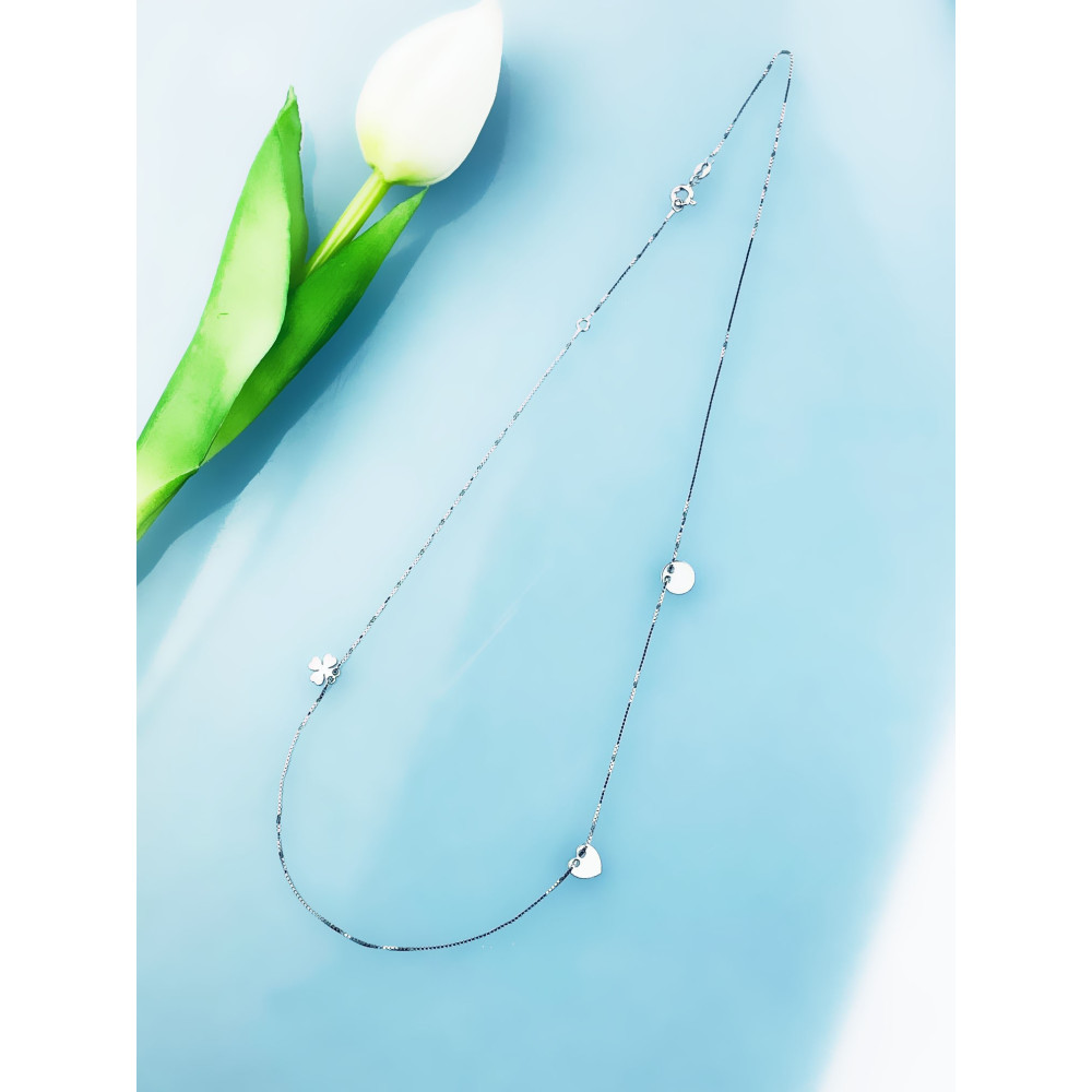 Kleeblatt Herz 925 Silber Halskette Halsband Damen