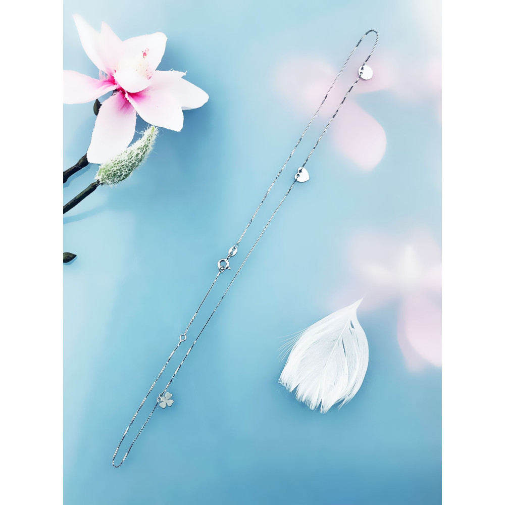 Kleeblatt Herz 925 Silber Halskette Halsband Damen