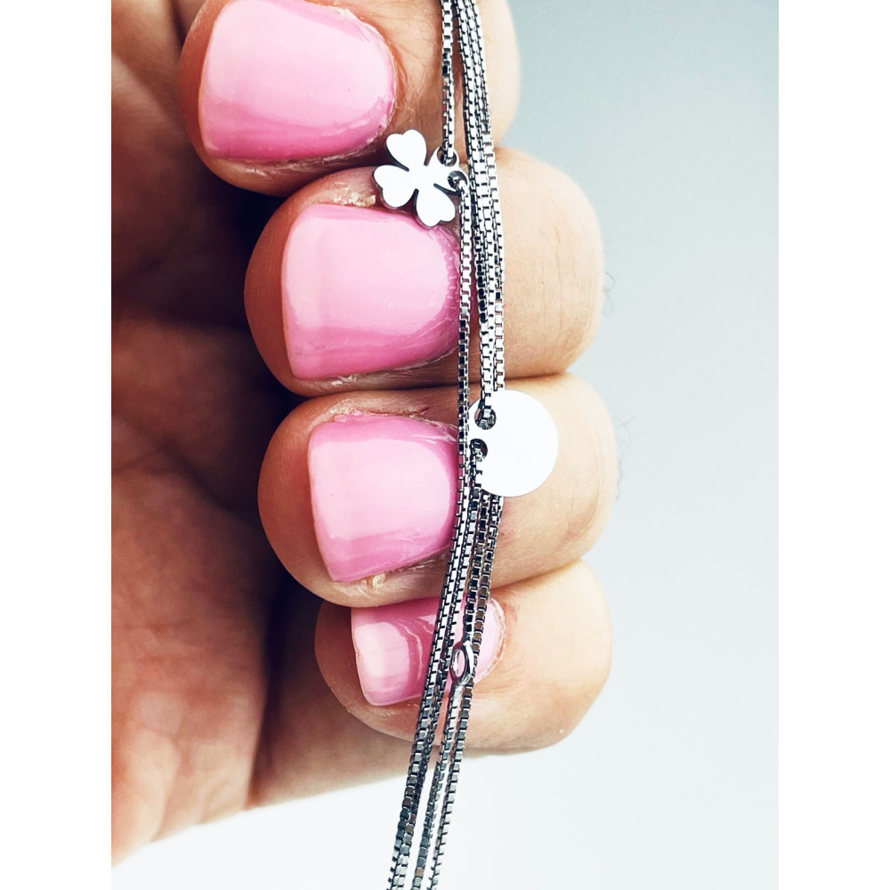 Kleeblatt Herz 925 Silber Halskette Halsband Damen