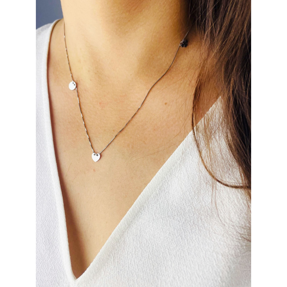 Kleeblatt Herz 925 Silber Halskette Halsband Damen