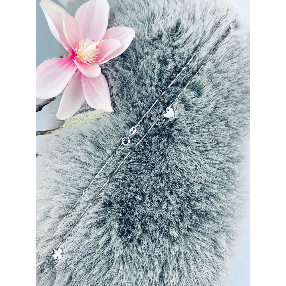 Kleeblatt Herz 925 Silber Halskette Halsband Damen