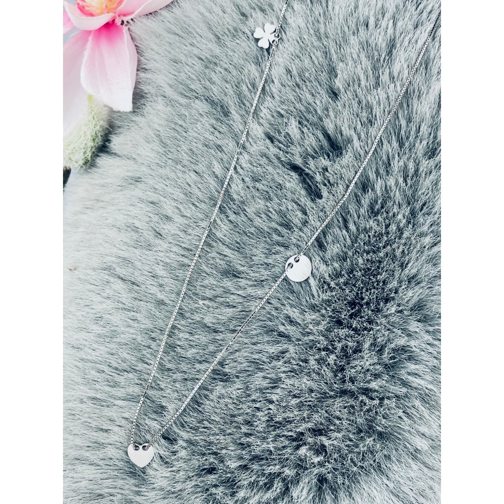 Kleeblatt Herz 925 Silber Halskette Halsband Damen