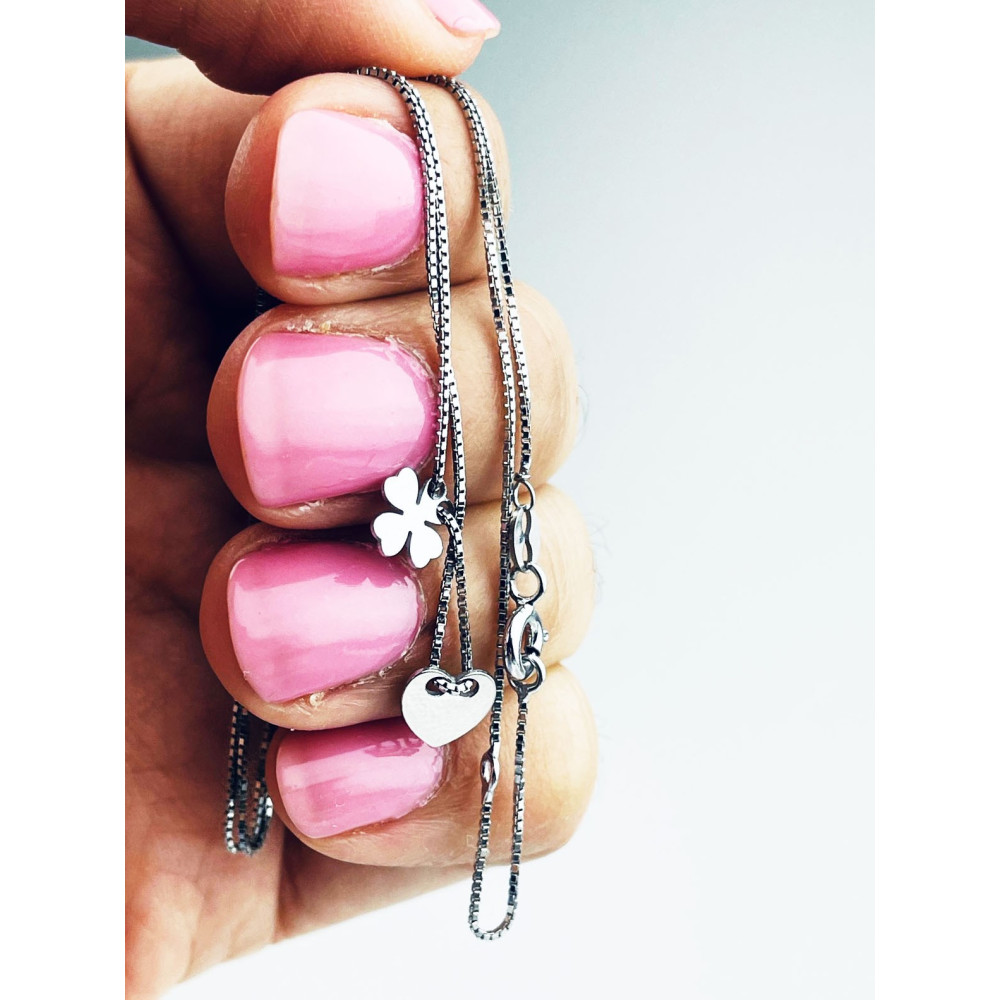 Kleeblatt Herz 925 Silber Halskette Halsband Damen