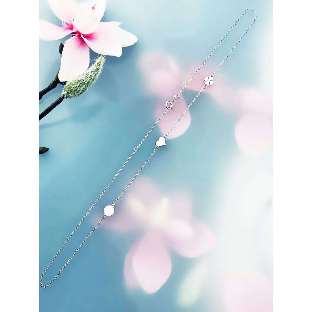 Kleeblatt Herz 925 Silber Halskette Halsband Damen