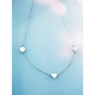 Kleeblatt Herz 925 Silber Halskette Halsband Damen