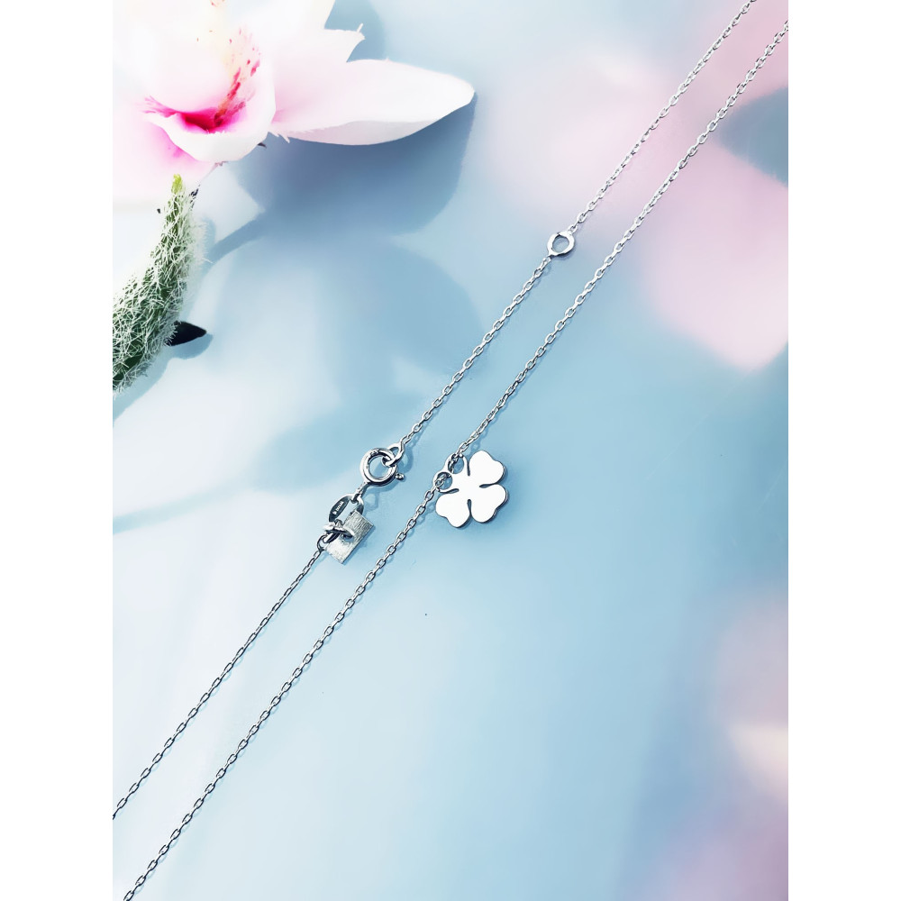 Kleeblatt 925 Silber Halskette Halsband Damen
