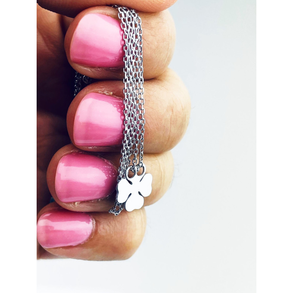 Kleeblatt 925 Silber Halskette Halsband Damen