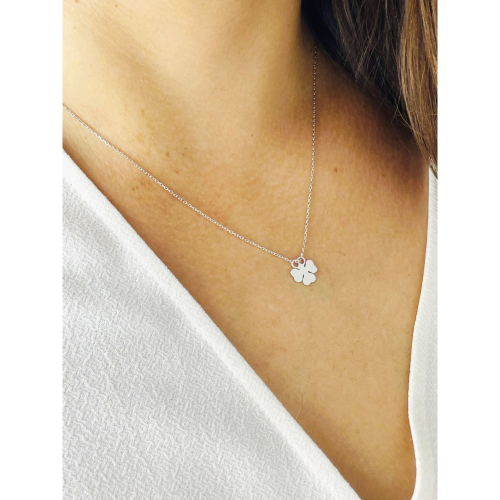 Kleeblatt 925 Silber Halskette Halsband Damen