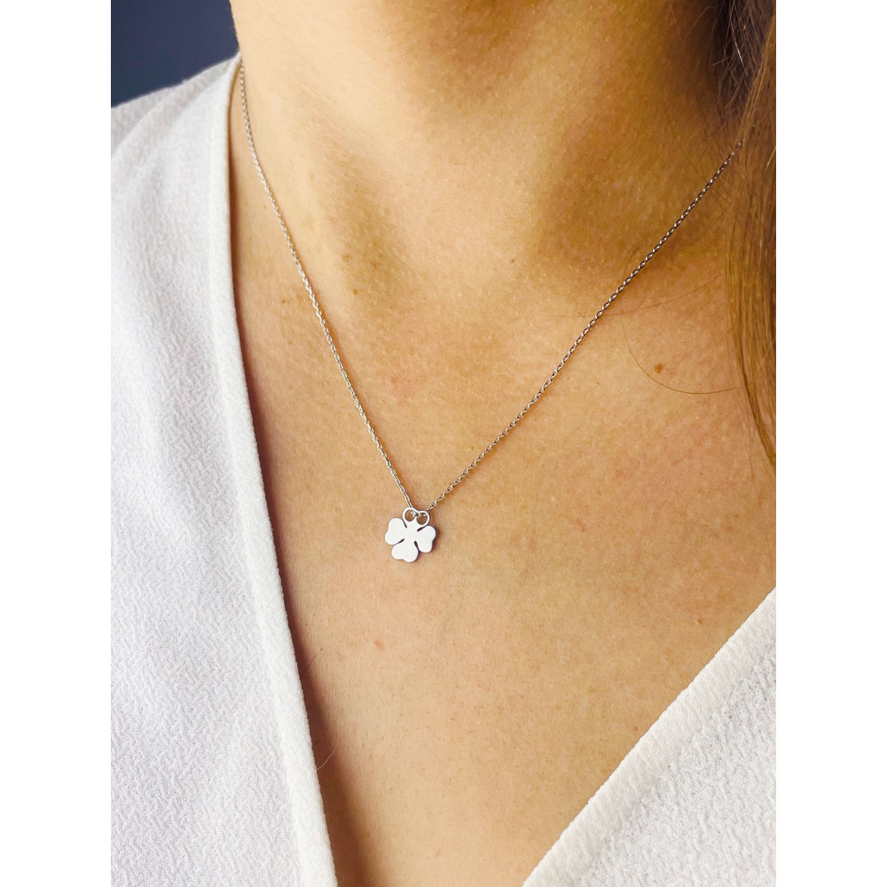 Kleeblatt 925 Silber Halskette Halsband Damen