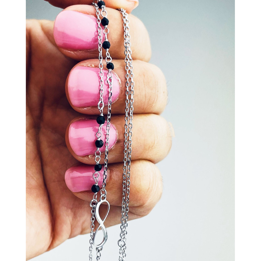 Infinity 925 Silber Halskette mit Spinel Halsband Damen