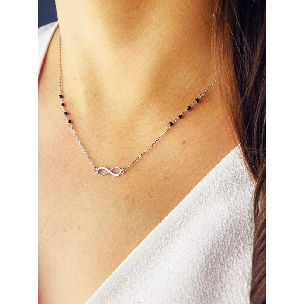 Infinity 925 Silber Halskette mit Spinel Halsband Damen