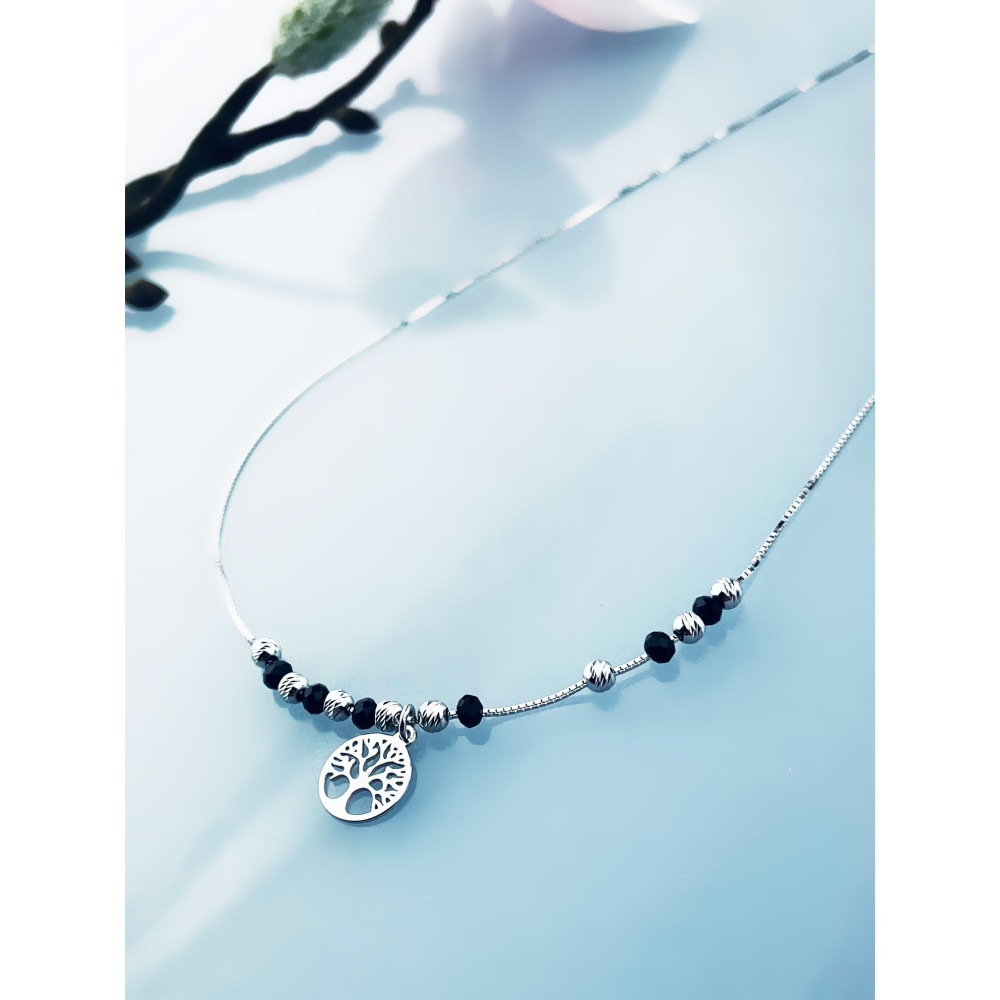 Baum 925 Silber Halskette mit Spinel Halsband Damen