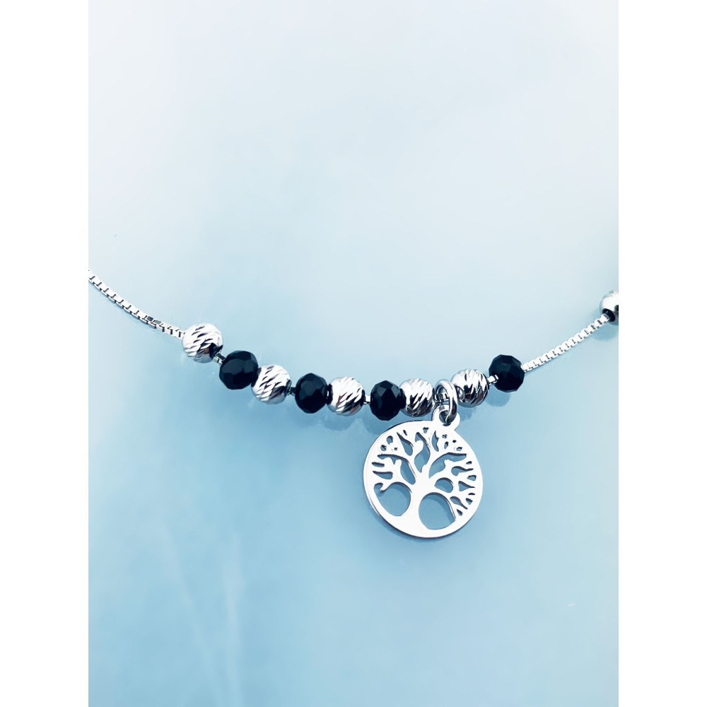 Baum 925 Silber Halskette mit Spinel Halsband Damen