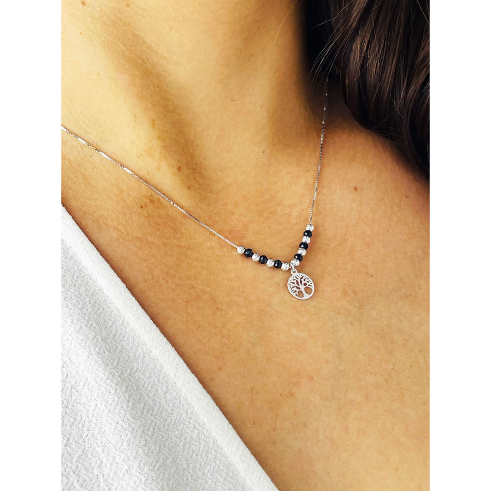 Baum 925 Silber Halskette mit Spinel Halsband Damen