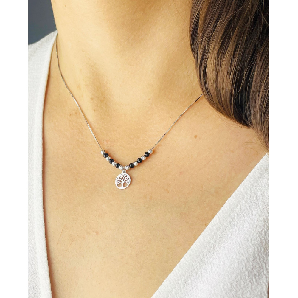 Baum 925 Silber Halskette mit Spinel Halsband Damen