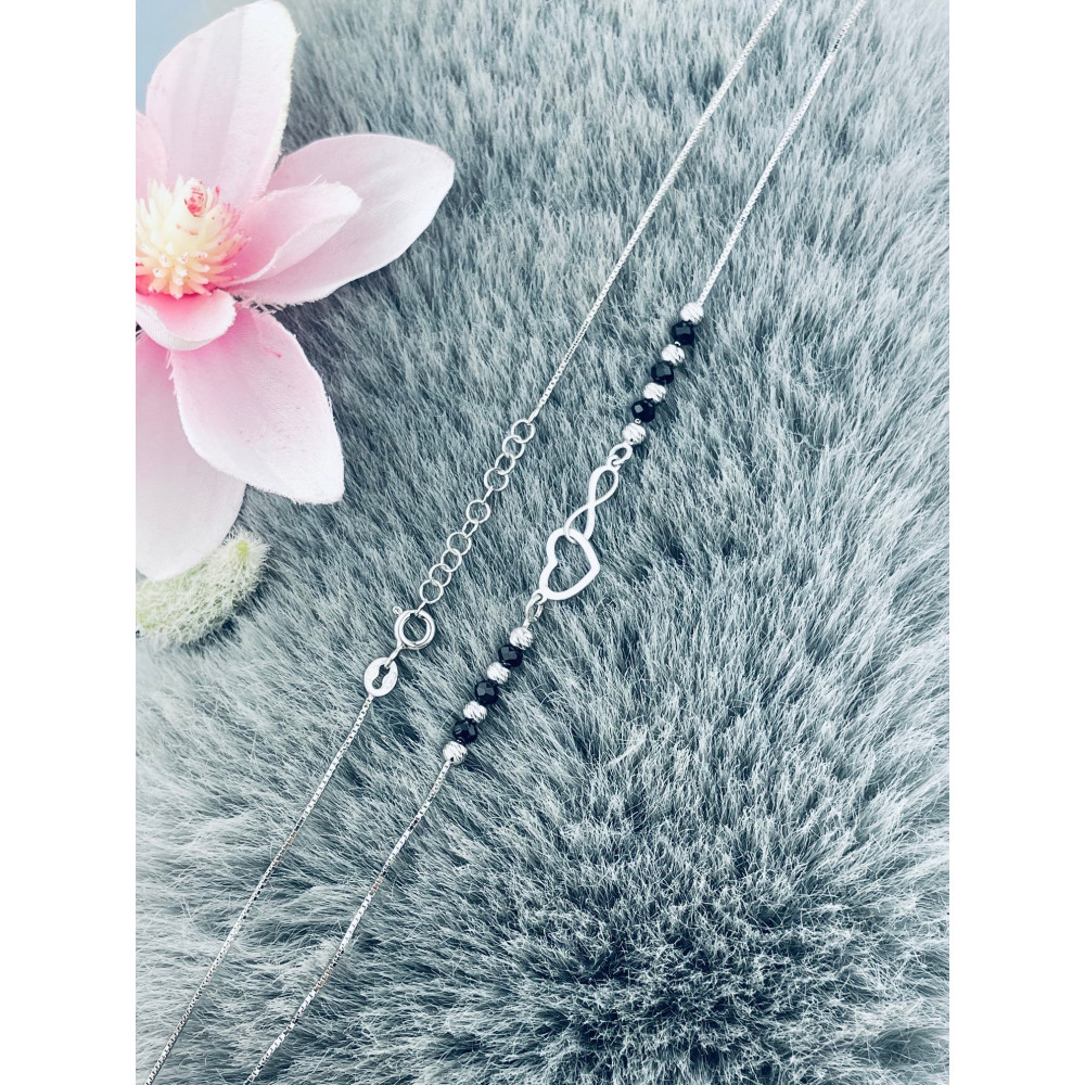 Infinity Herz 925 Silber Halskette mit Spinel Halsband Damen