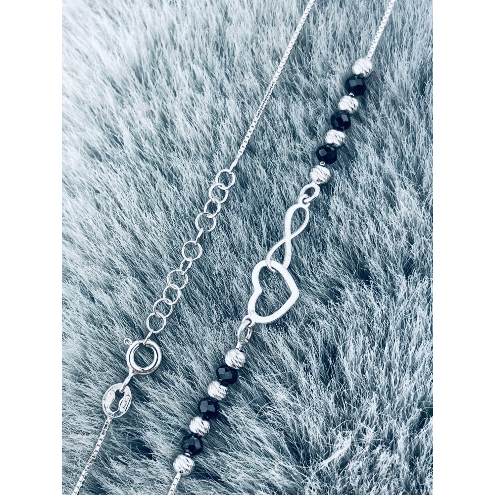 Infinity Herz 925 Silber Halskette mit Spinel Halsband Damen