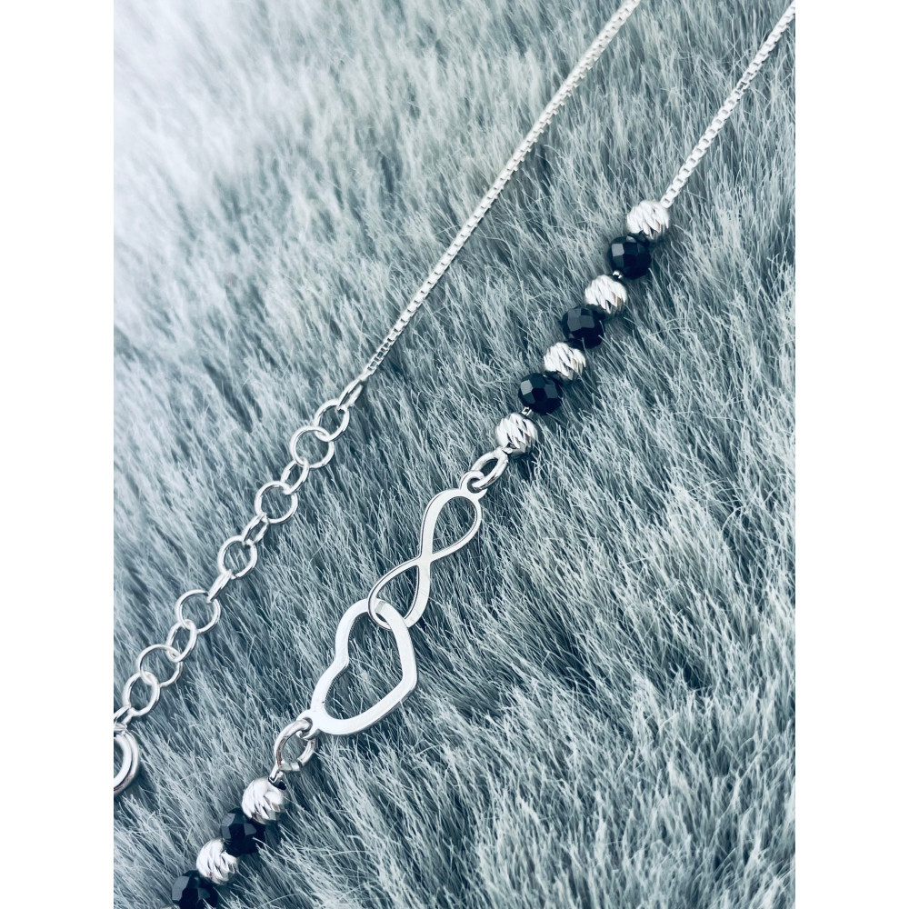 Infinity Herz 925 Silber Halskette mit Spinel Halsband Damen