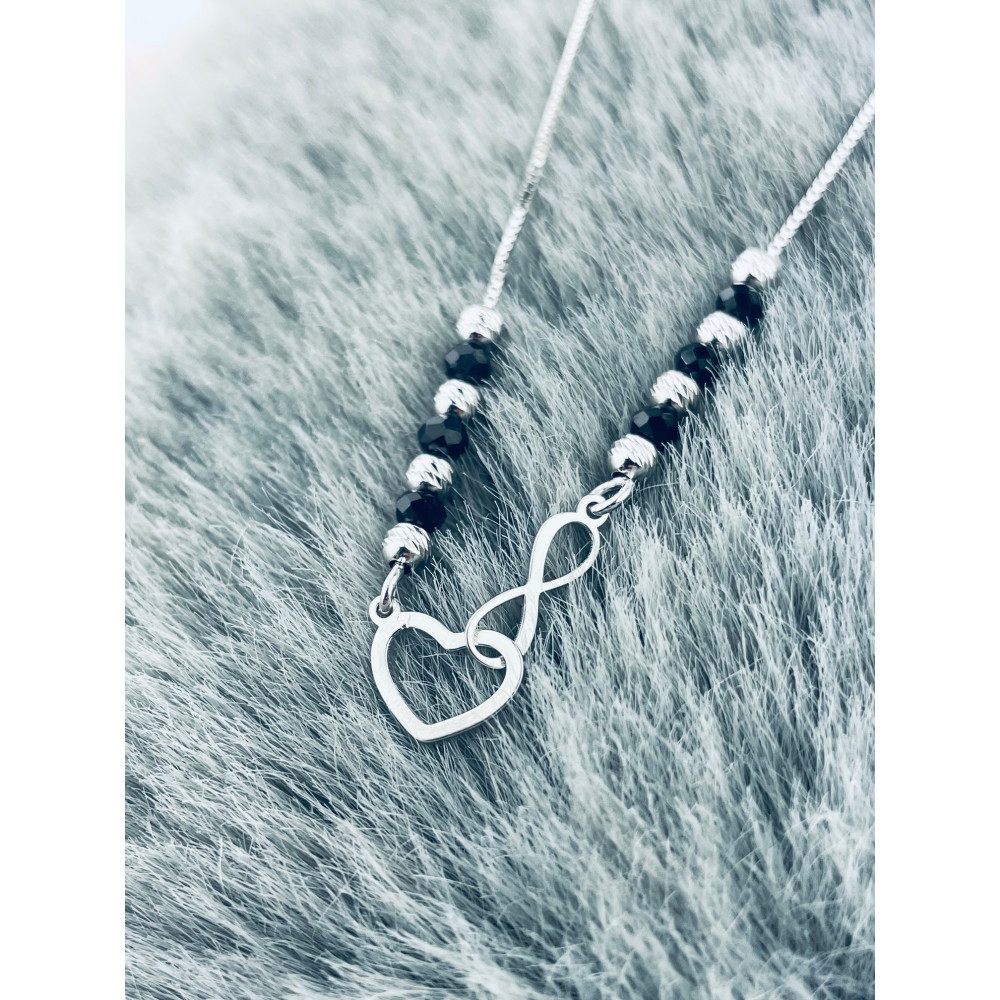 Infinity Herz 925 Silber Halskette mit Spinel Halsband Damen