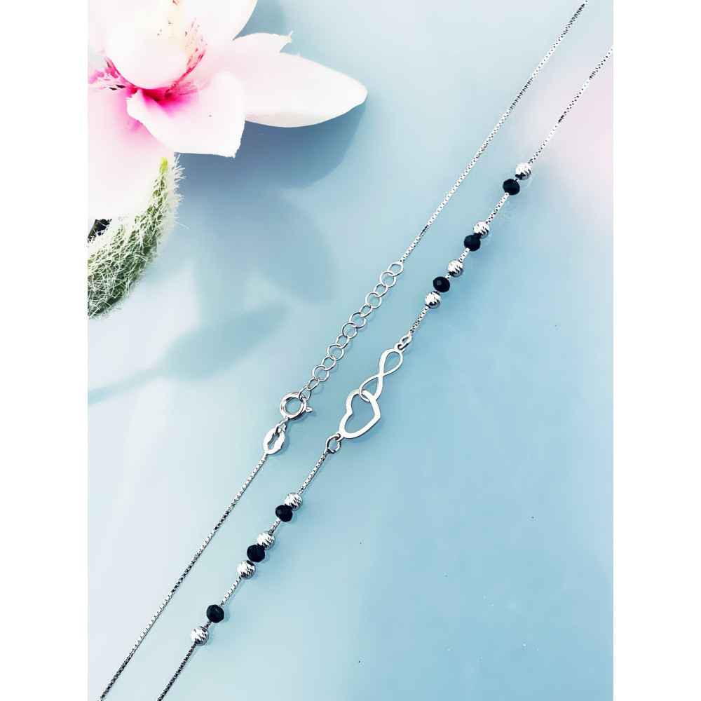 Infinity Herz 925 Silber Halskette mit Spinel Halsband Damen