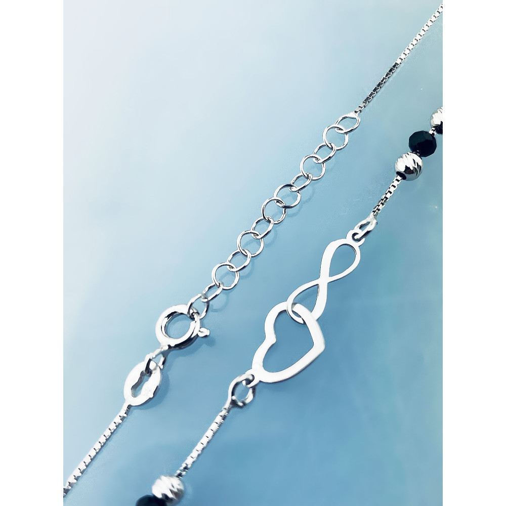 Infinity Herz 925 Silber Halskette mit Spinel Halsband Damen
