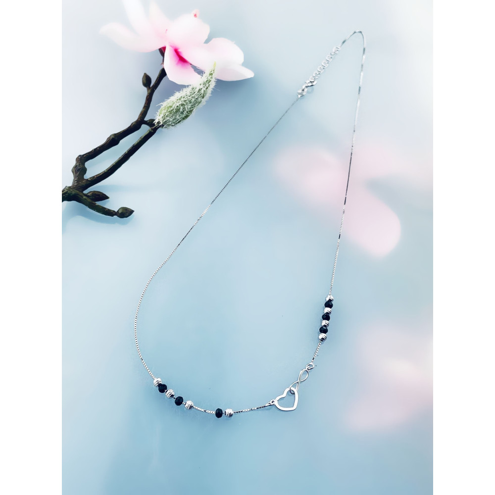 Infinity Herz 925 Silber Halskette mit Spinel Halsband Damen