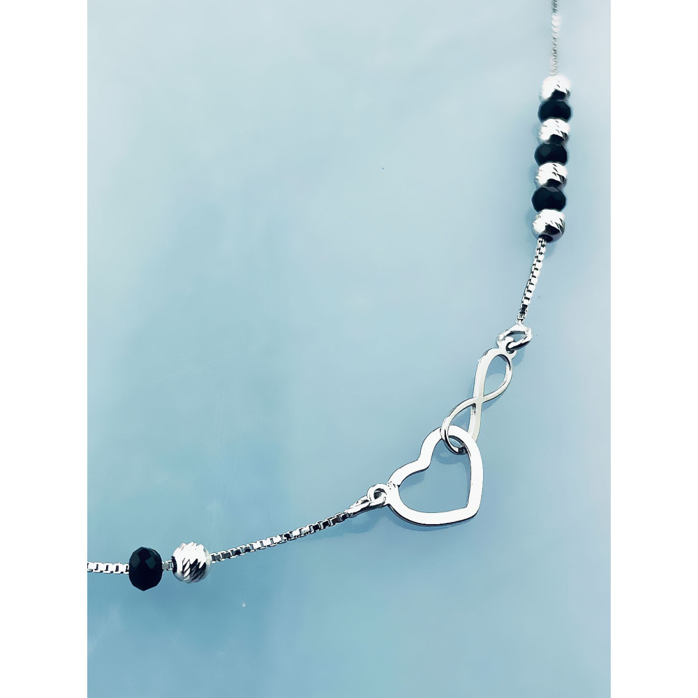 Infinity Herz 925 Silber Halskette mit Spinel Halsband Damen