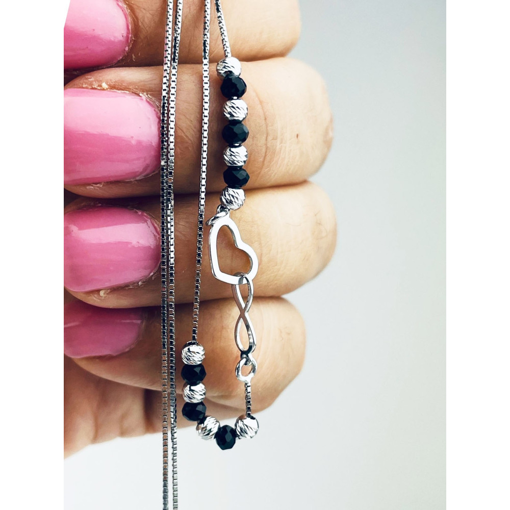 Infinity Herz 925 Silber Halskette mit Spinel Halsband Damen