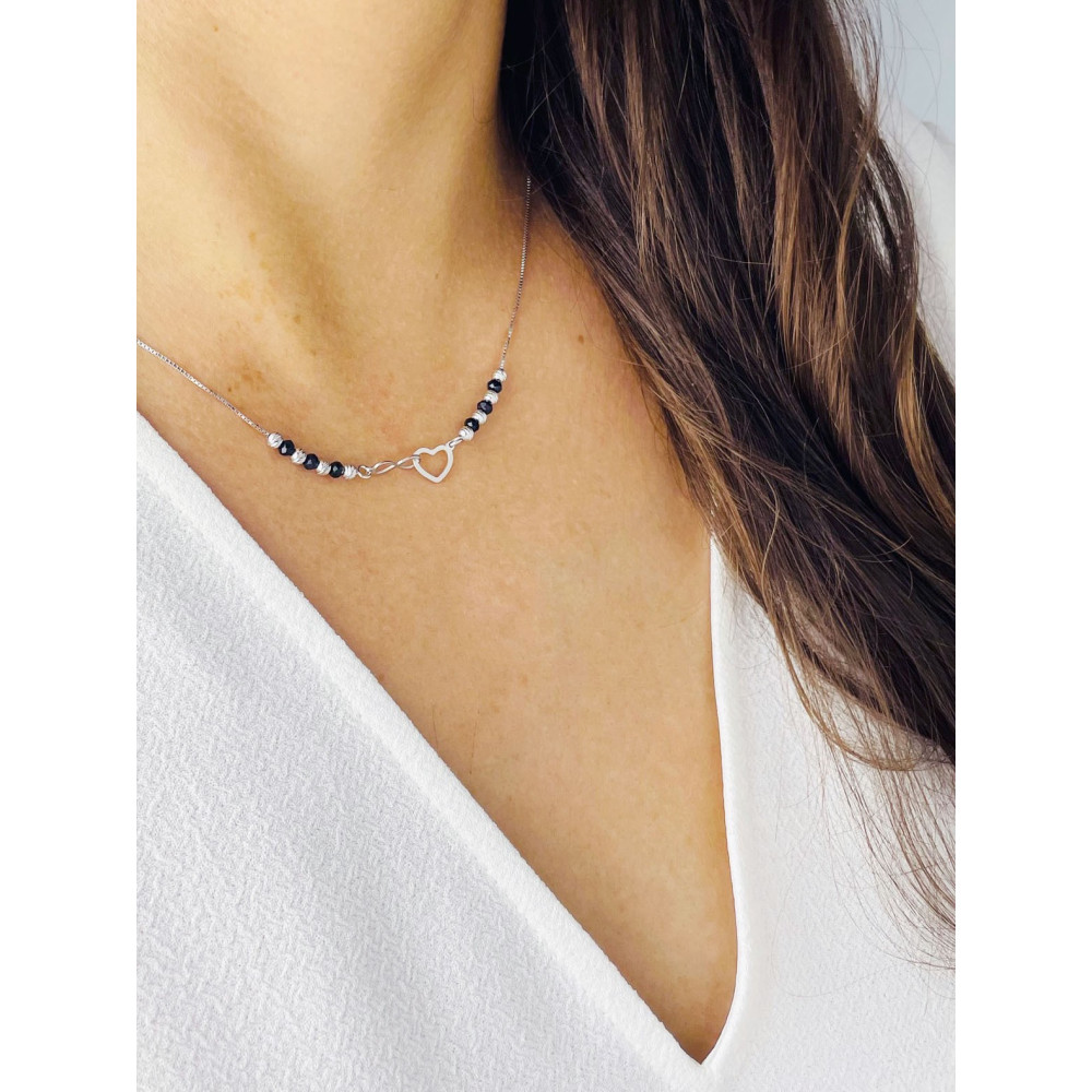 Infinity Herz 925 Silber Halskette mit Spinel Halsband Damen