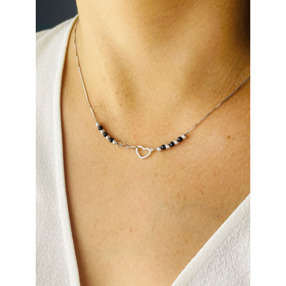 Infinity Herz 925 Silber Halskette mit Spinel Halsband Damen