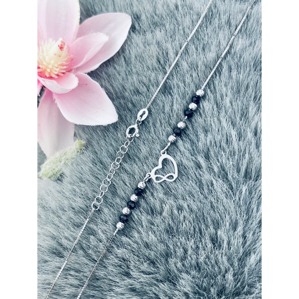 Infinity Herz 925 Silber Halskette mit Spinel Halsband Damen