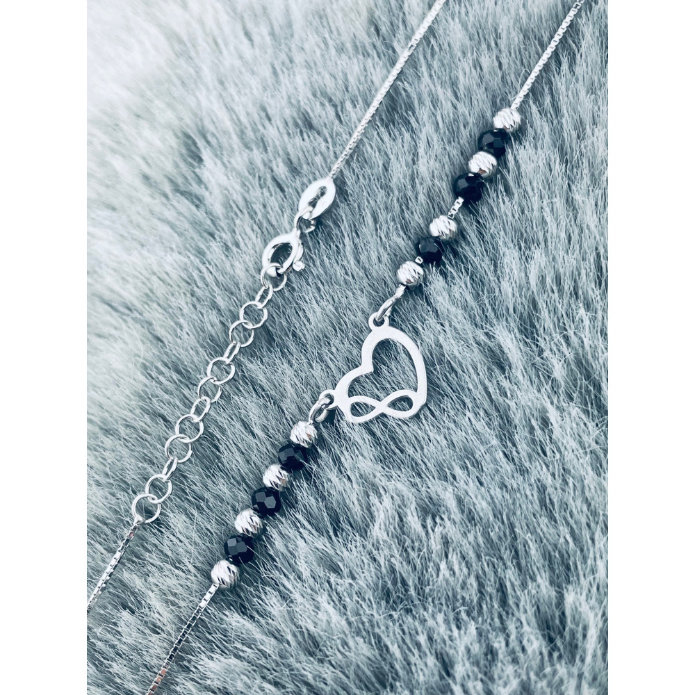 Infinity Herz 925 Silber Halskette mit Spinel Halsband Damen