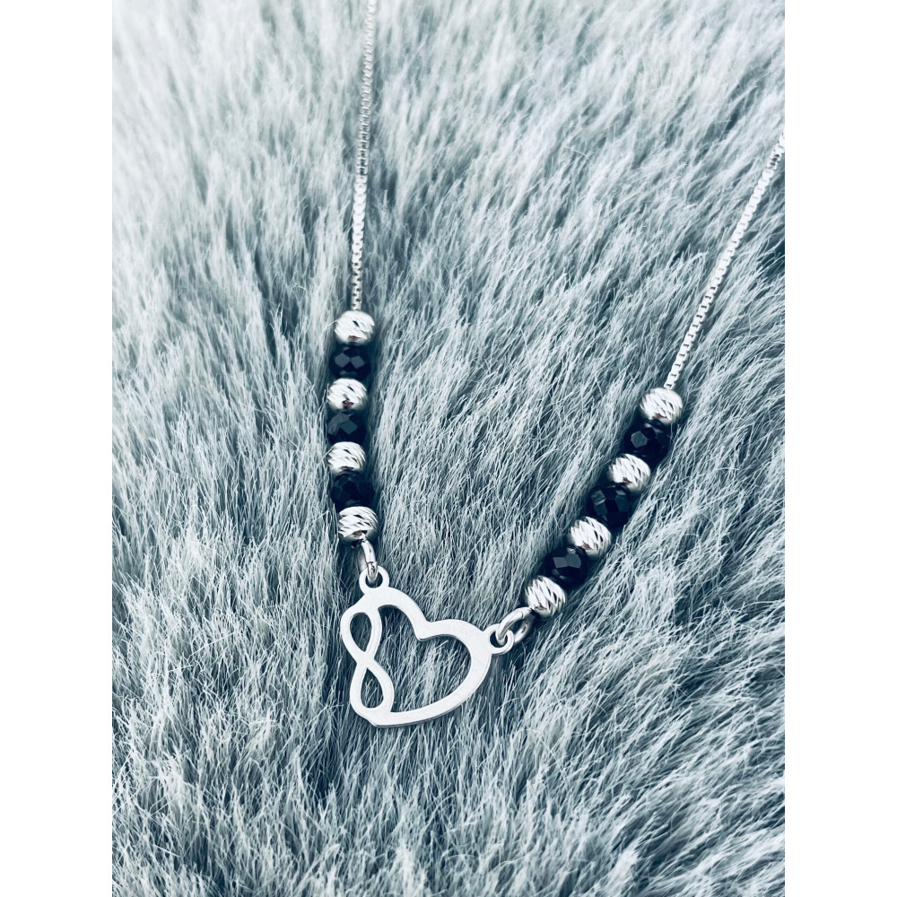 Infinity Herz 925 Silber Halskette mit Spinel Halsband Damen