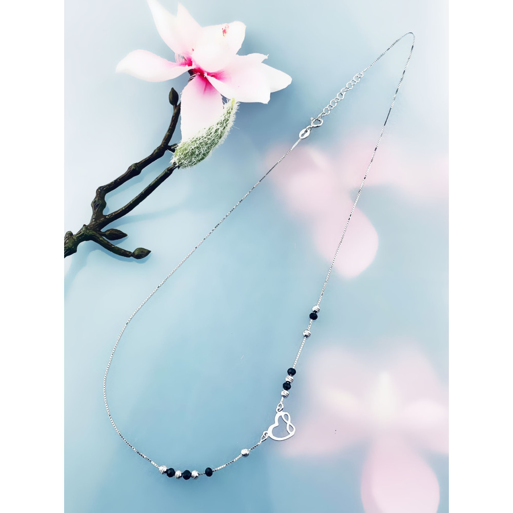 Infinity Herz 925 Silber Halskette mit Spinel Halsband Damen