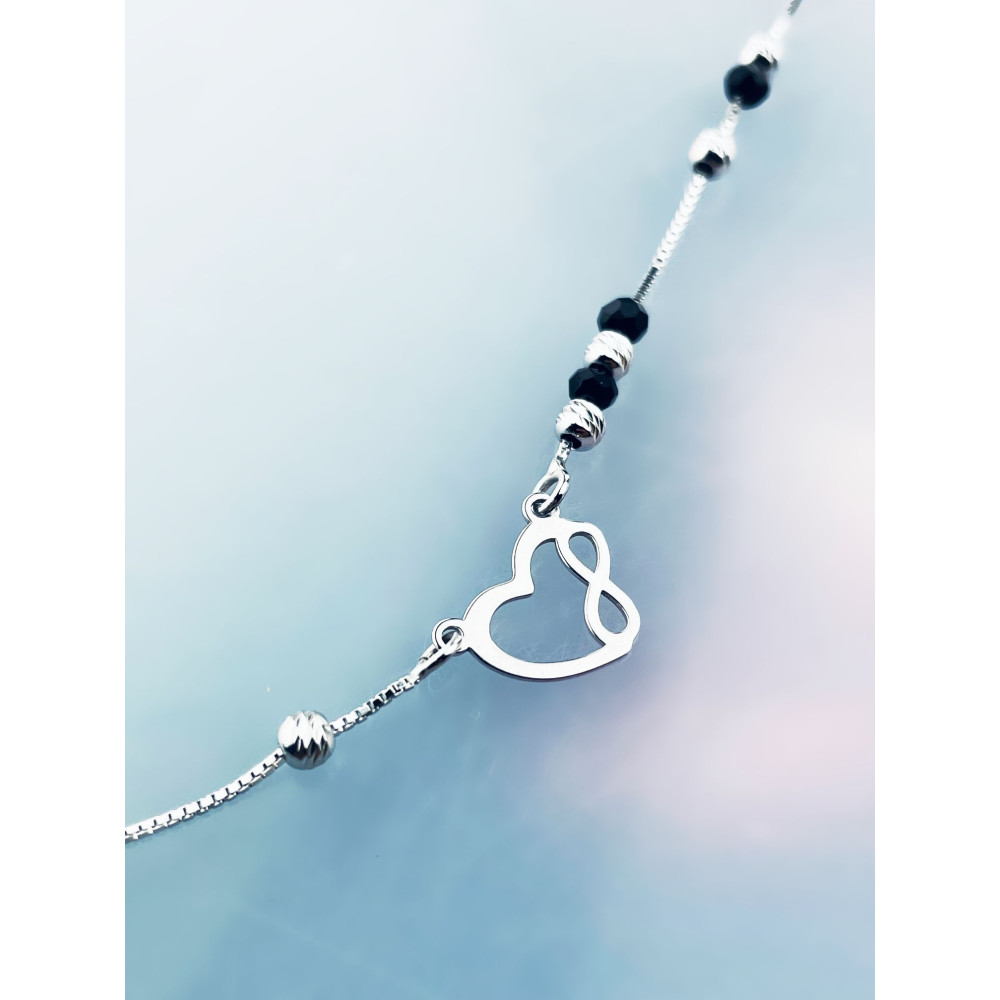 Infinity Herz 925 Silber Halskette mit Spinel Halsband Damen