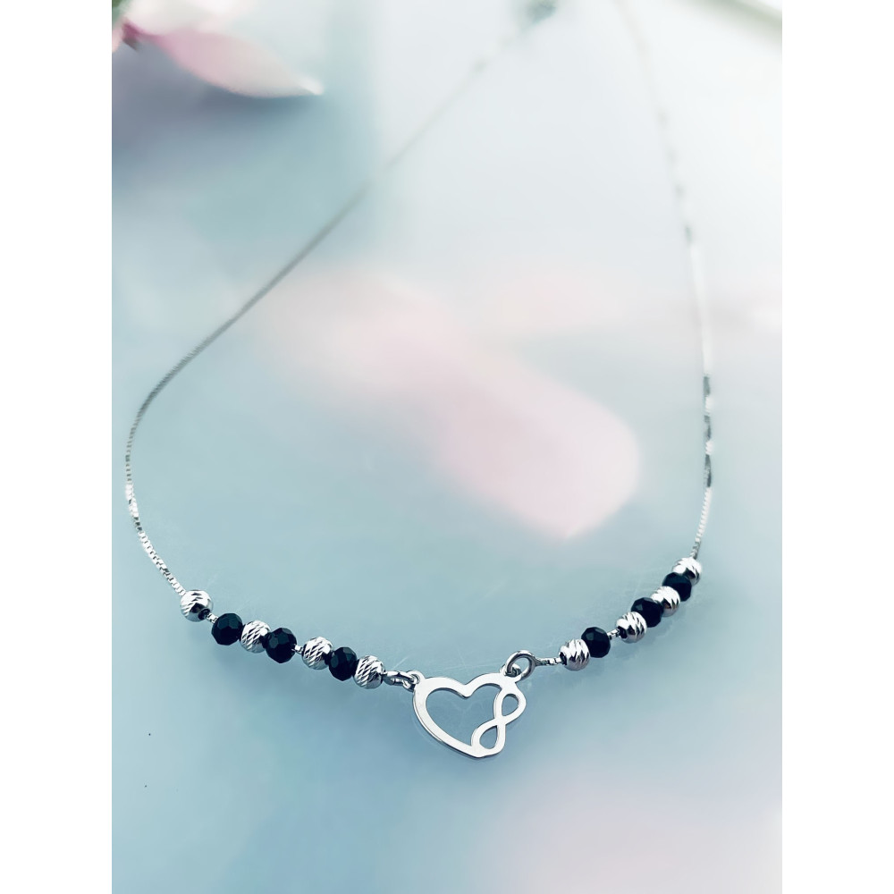 Infinity Herz 925 Silber Halskette mit Spinel Halsband Damen